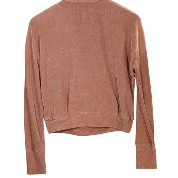 Ribbed Mauve Wrap-Style V-Neck Sweater By Skies Are Blue Long Sleeves Size M Sof - Picture 2 of 7